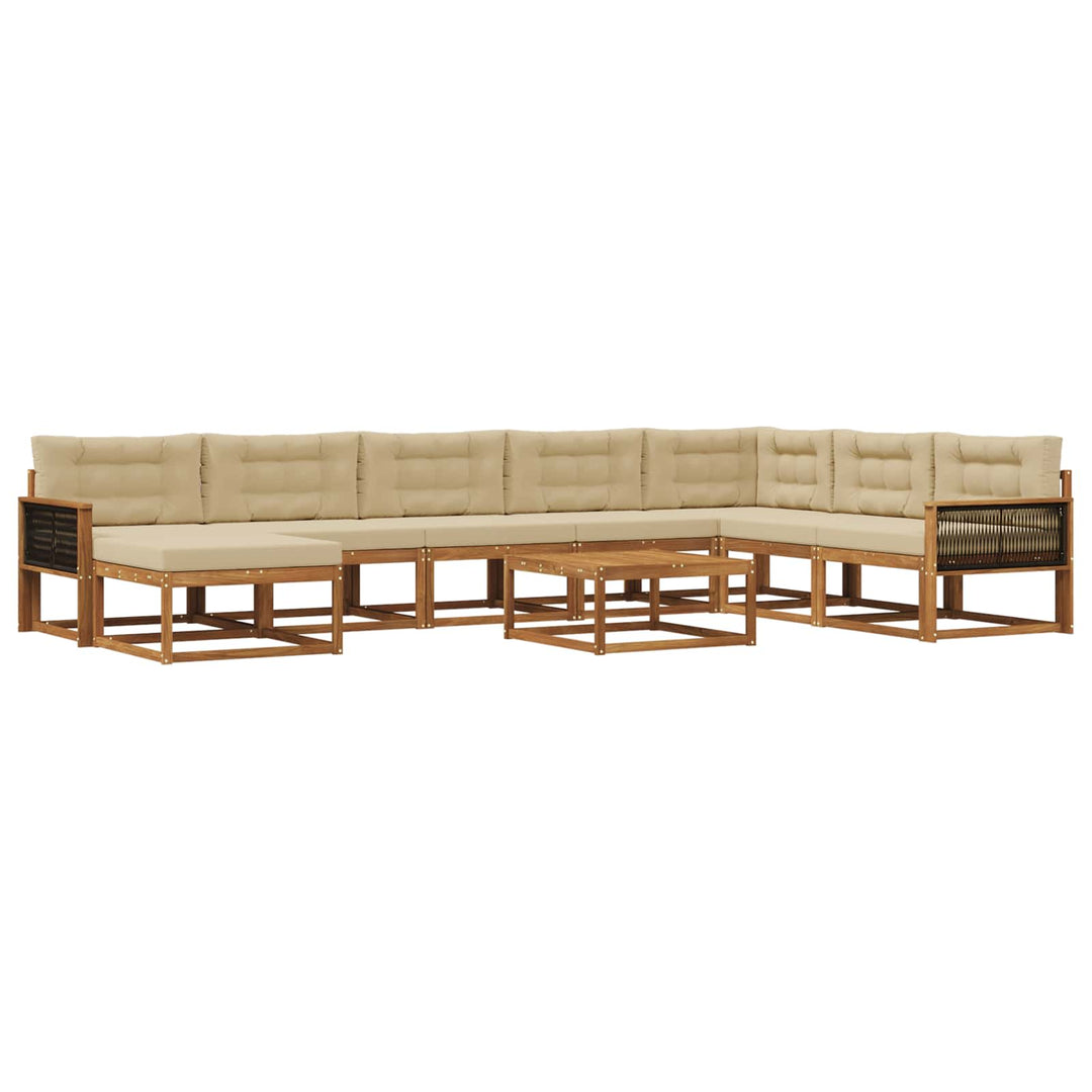 Udendørs sofagruppe med pude 9 pcs Naturlig og Beige