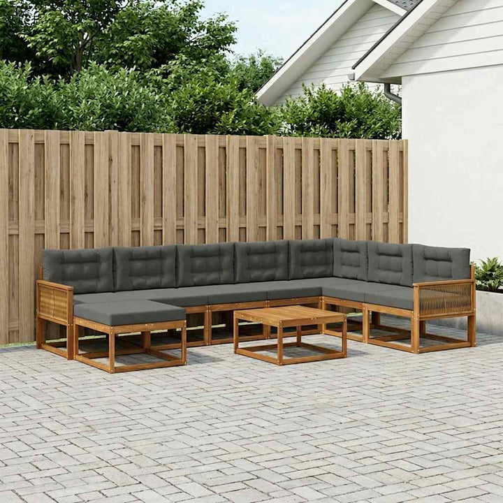 Udendørs sofagruppe med pude 9 pcs Naturlig og Antracit