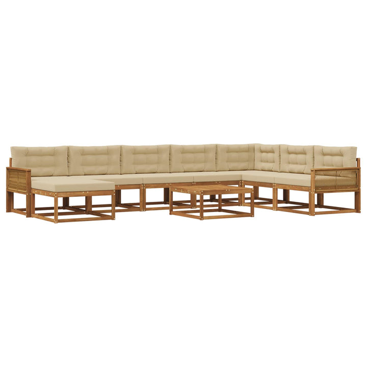 Udendørs sofagruppe med pude 9 pcs Naturlig og Beige