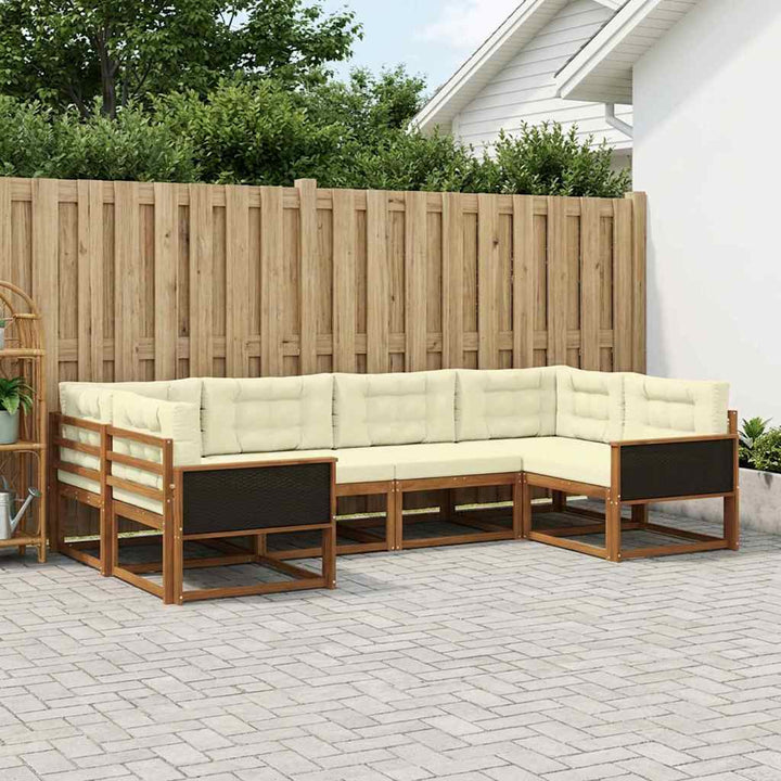 Udendørs sofagruppe med pude 6 pcs Naturlig og Fløde