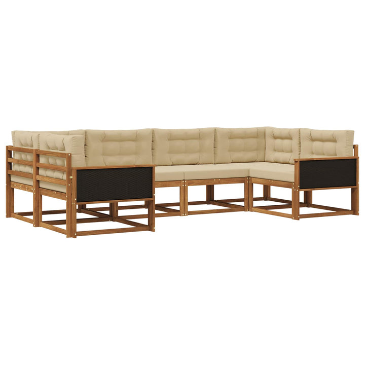 Udendørs sofagruppe med pude 6 pcs Naturlig og Beige