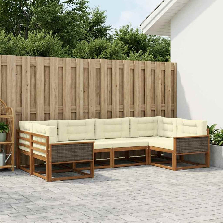 Udendørs sofagruppe med pude 6 pcs Naturlig og Fløde