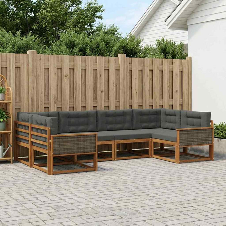 Udendørs sofagruppe med pude 6 pcs Naturlig og Antracit