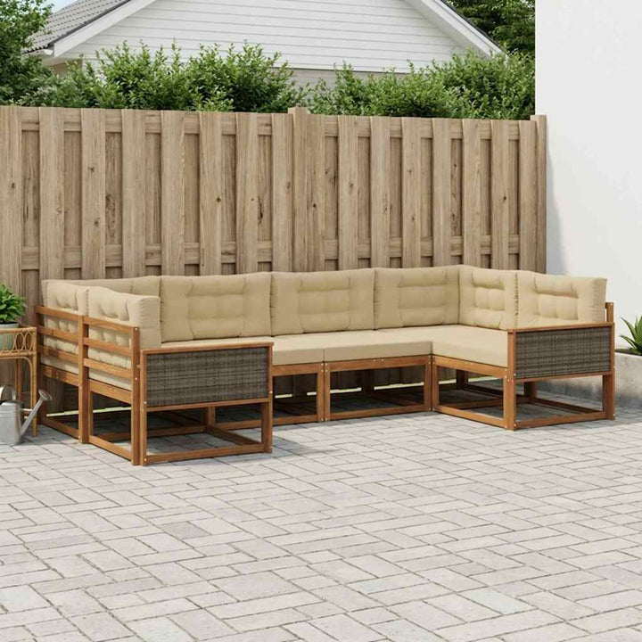 Udendørs sofagruppe med pude 6 pcs Naturlig og Beige