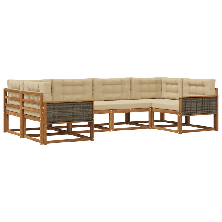 Udendørs sofagruppe med pude 6 pcs Naturlig og Beige