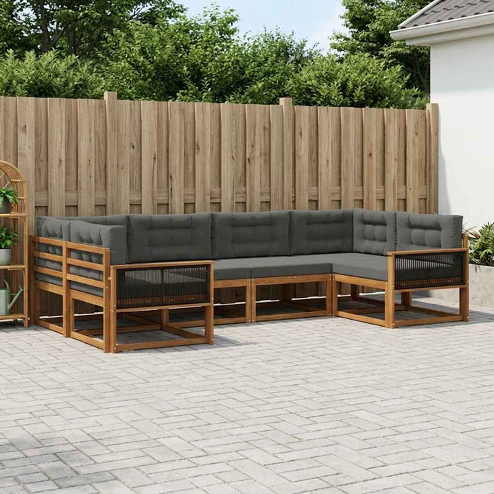 Udendørs sofagruppe med pude 6 pcs Naturlig og Antracit
