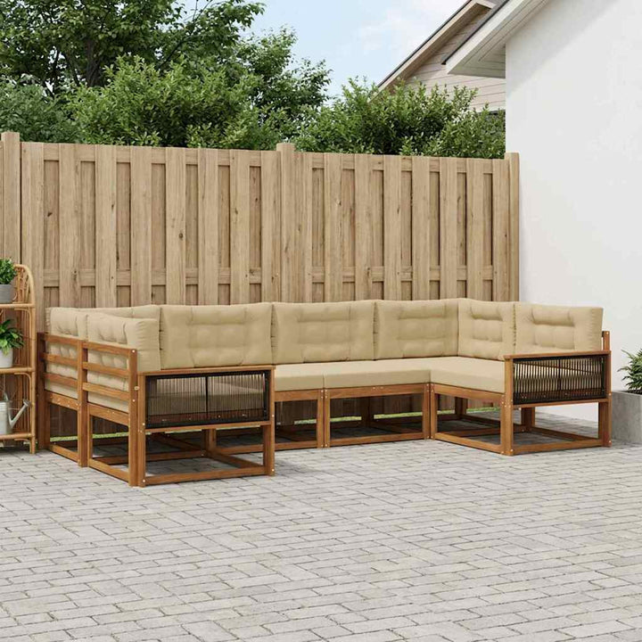 Udendørs sofagruppe med pude 6 pcs Naturlig og Beige