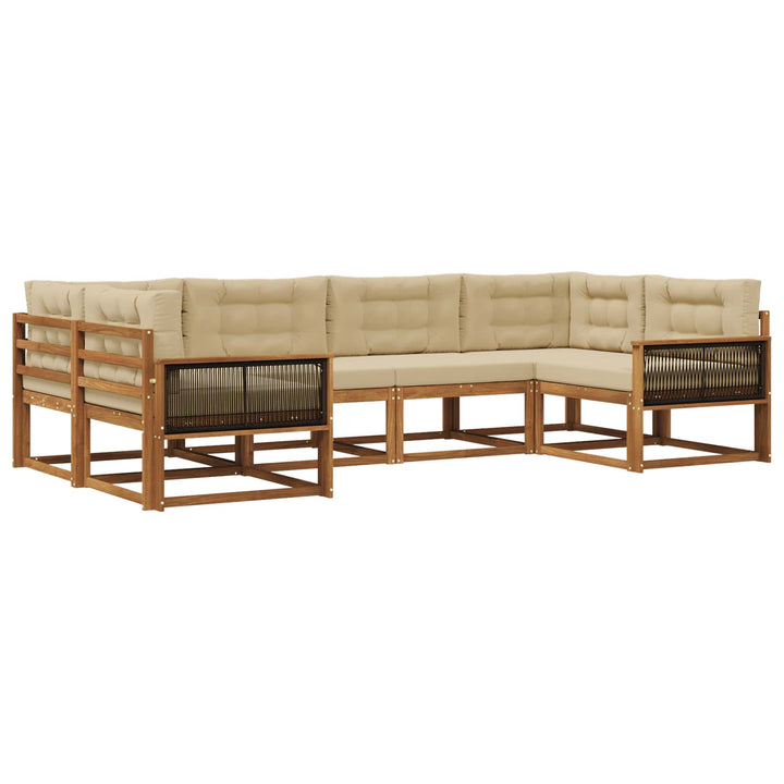 Udendørs sofagruppe med pude 6 pcs Naturlig og Beige