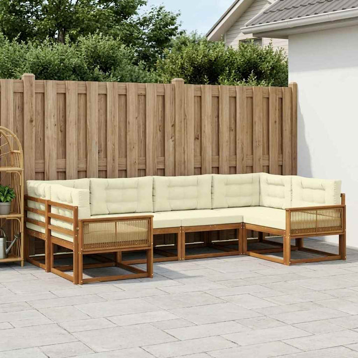 Udendørs sofagruppe med pude 6 pcs Naturlig og Fløde