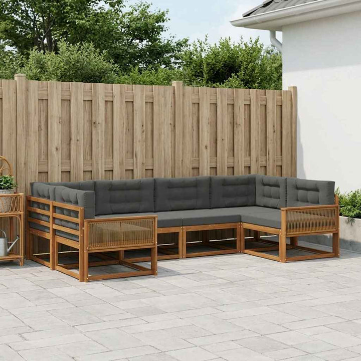 Udendørs sofagruppe med pude 6 pcs Naturlig og Antracit