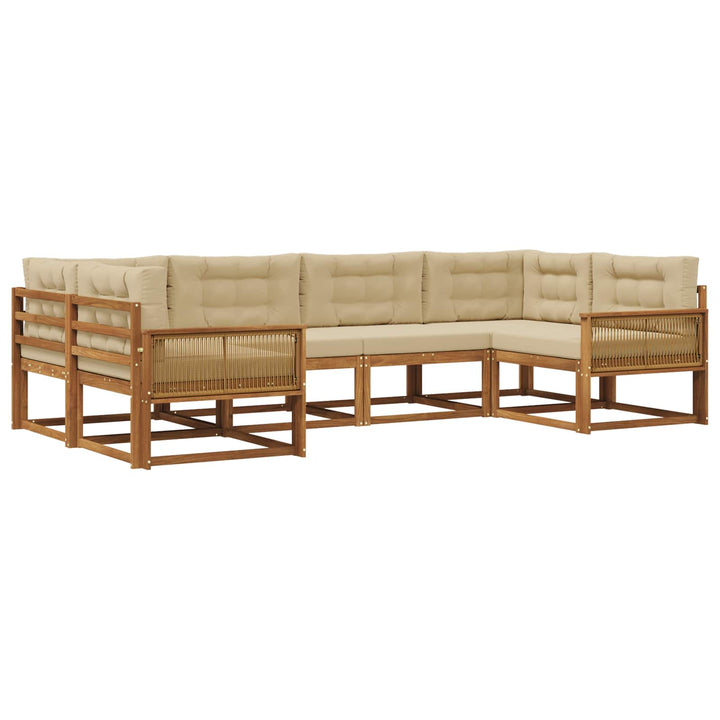 Udendørs sofagruppe med pude 6 pcs Naturlig og Beige
