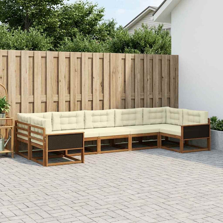 Udendørs sofagruppe med pude 7 pcs Naturlig og Fløde