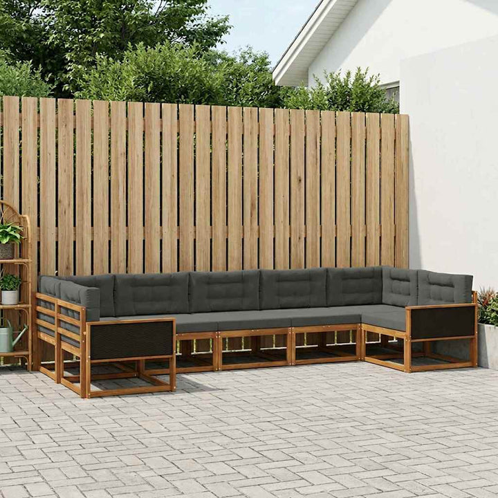 Udendørs sofagruppe med pude 7 pcs Naturlig og Antracit
