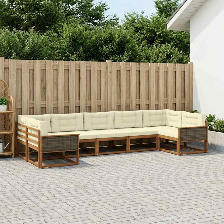 Udendørs sofagruppe med pude 7 pcs Naturlig og Fløde