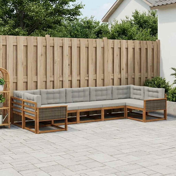 Udendørs sofagruppe med pude 7 pcs Naturfarvet og lysegrå
