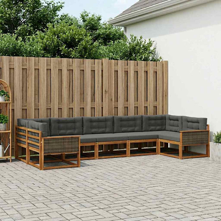 Udendørs sofagruppe med pude 7 pcs Naturlig og Antracit