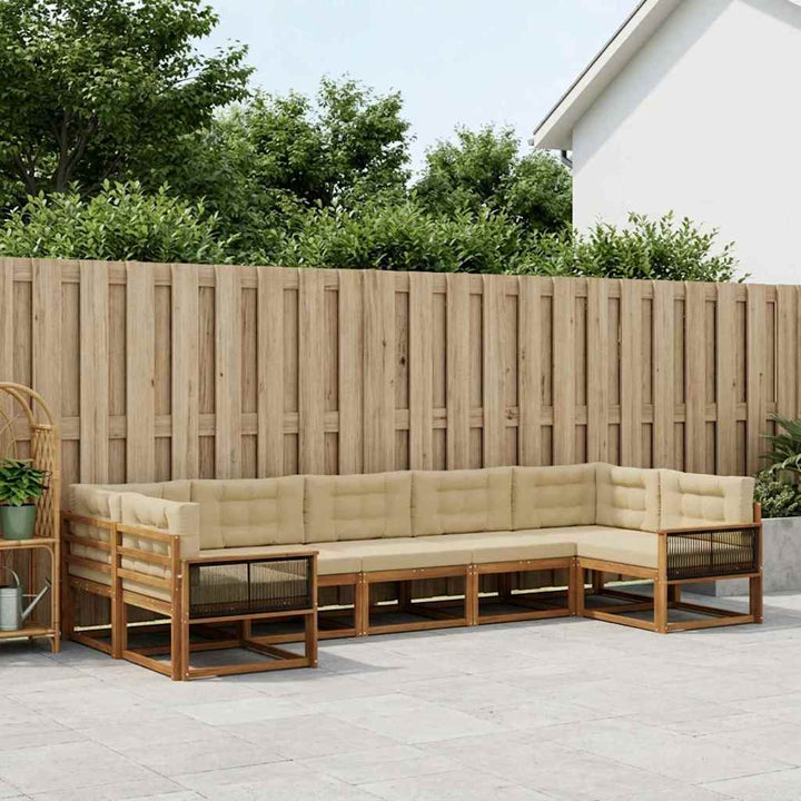 Udendørs sofagruppe med pude 7 pcs Naturlig og Beige