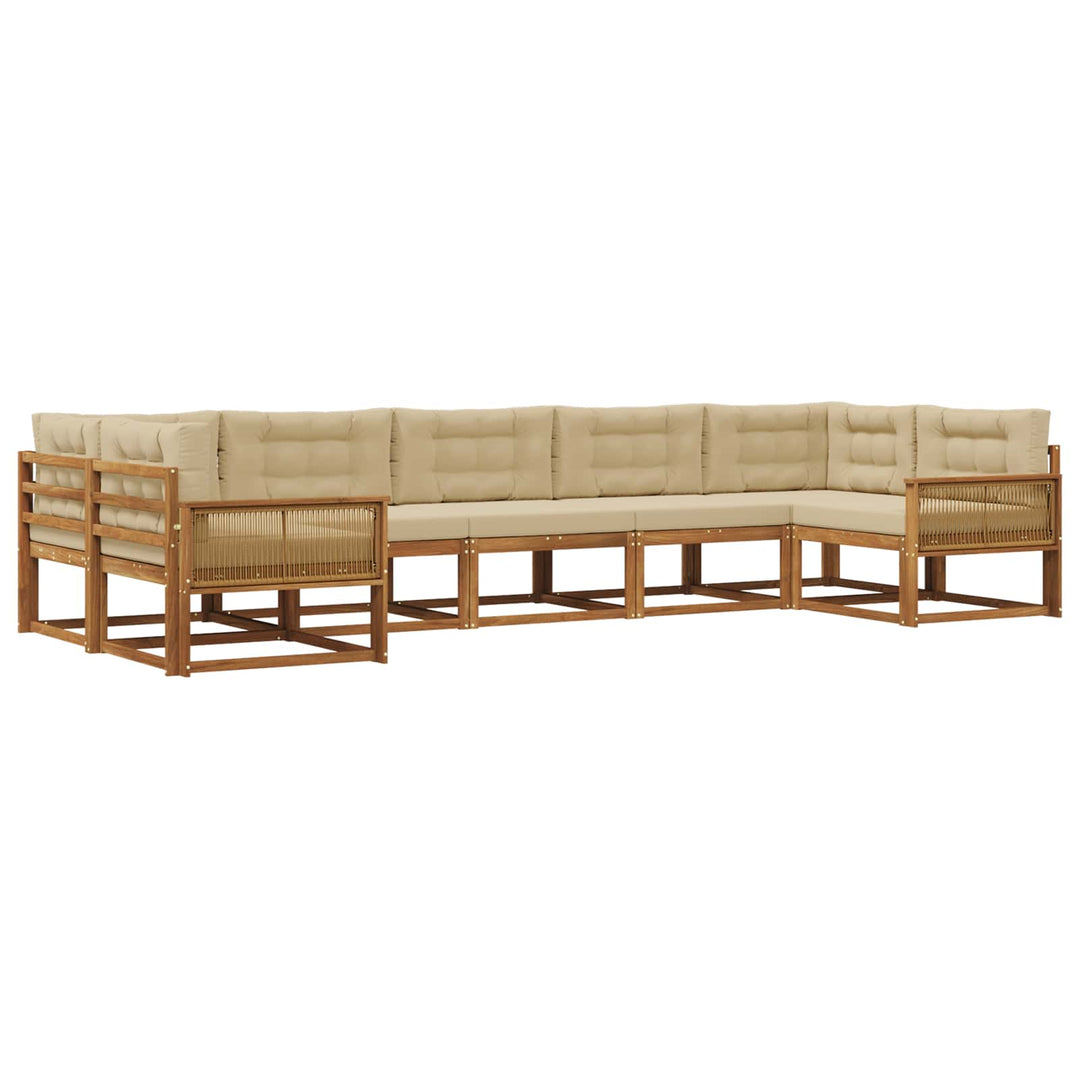 Udendørs sofagruppe med pude 7 pcs Naturlig og Beige