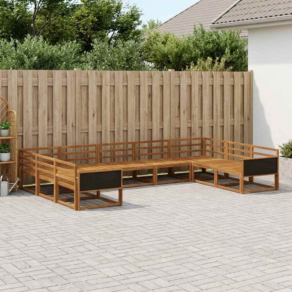 Udendørs sofagruppe 9 pcs Naturfarvet Massivt Akacietræ