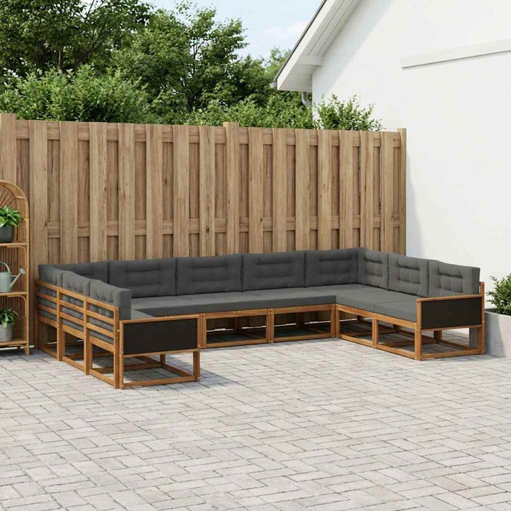 Udendørs sofagruppe med pude 9 pcs Naturlig og Antracit