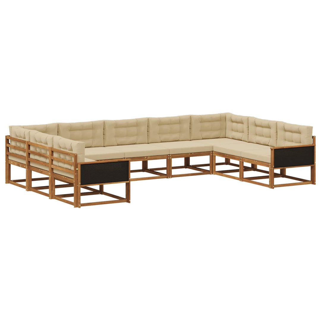 Udendørs sofagruppe med pude 9 pcs Naturlig og Beige