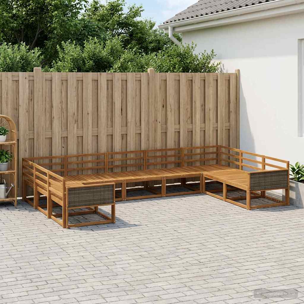 Udendørs sofagruppe 9 pcs Naturfarvet Massivt Akacietræ