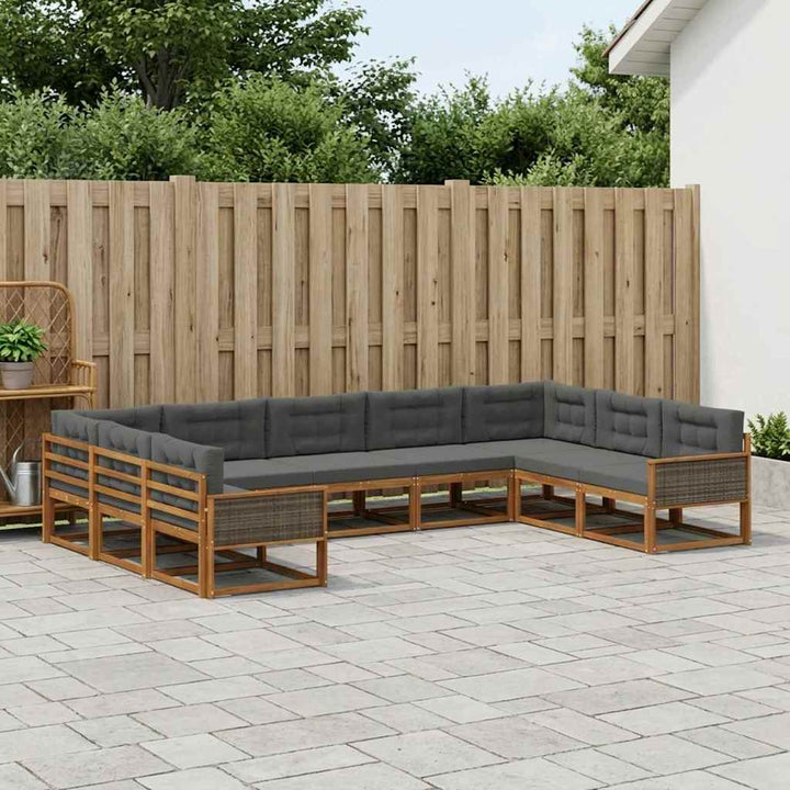 Udendørs sofagruppe med pude 9 pcs Naturlig og Antracit