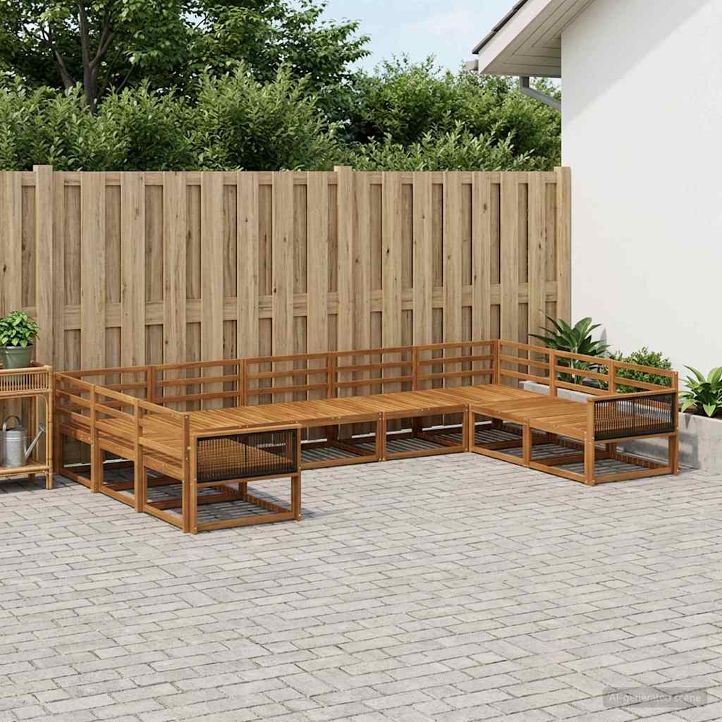 Udendørs sofagruppe 9 pcs Naturfarvet Massivt Akacietræ