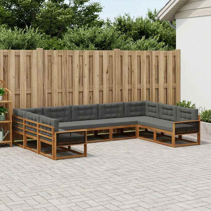 Udendørs sofagruppe med pude 9 pcs Naturlig og Antracit