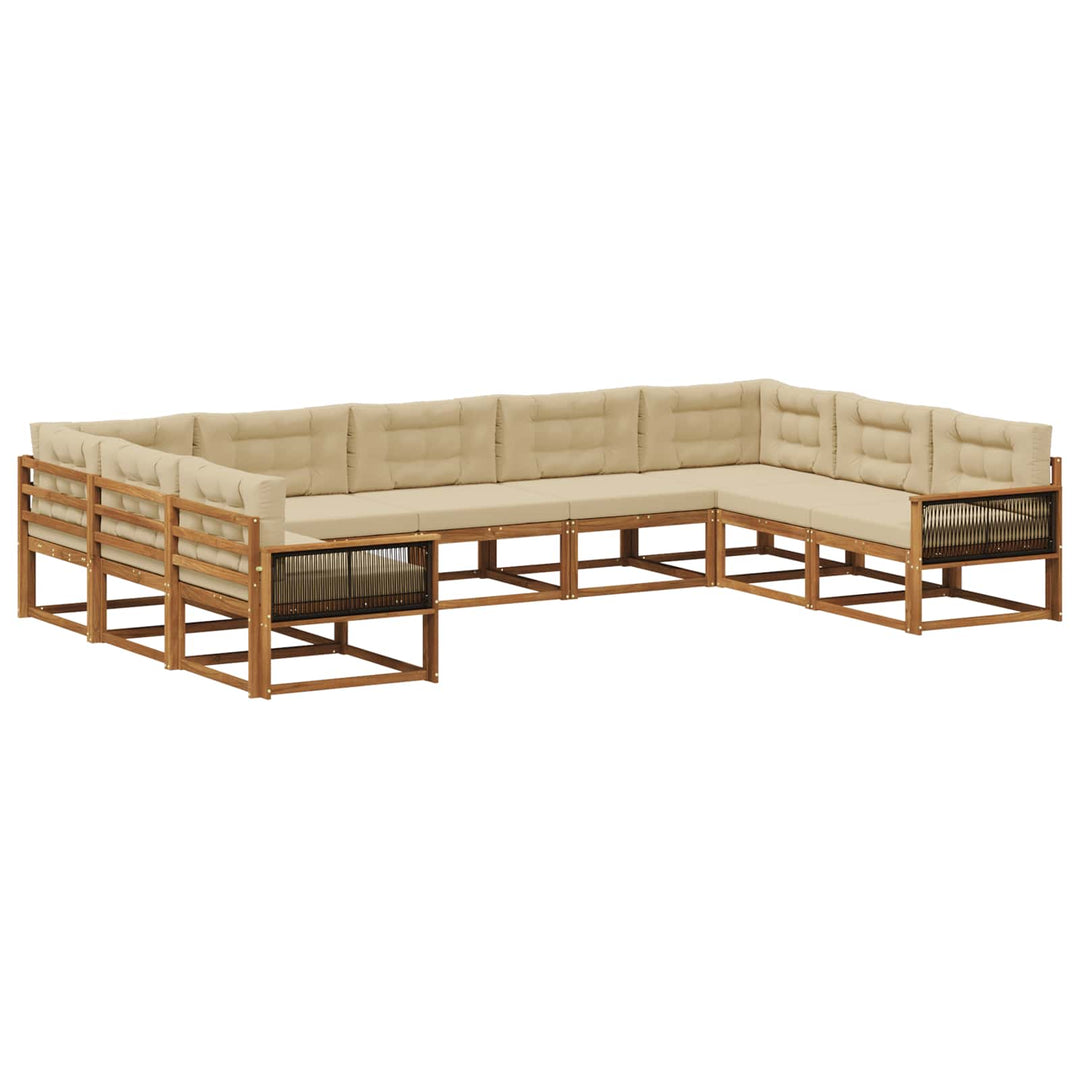 Udendørs sofagruppe med pude 9 pcs Naturlig og Beige