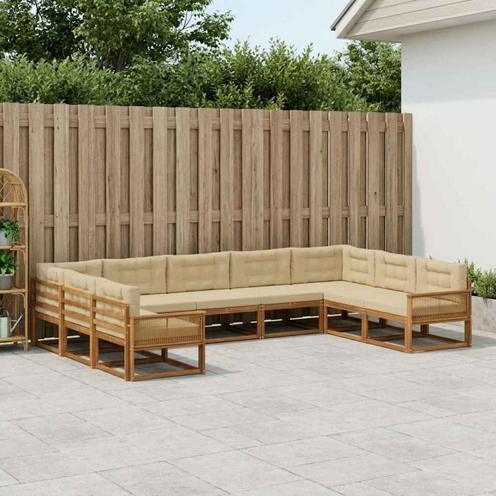 Udendørs sofagruppe med pude 9 pcs Naturlig og Beige