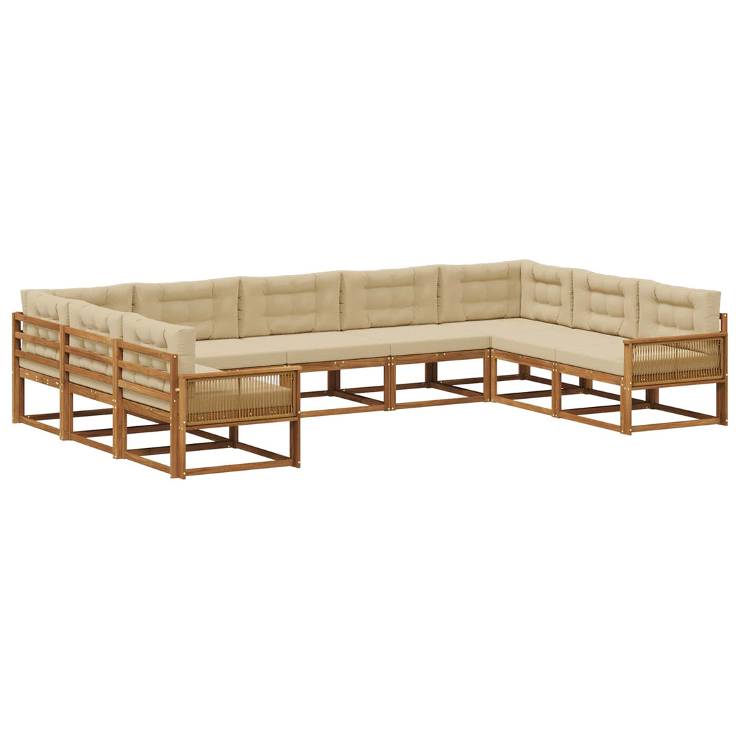 Udendørs sofagruppe med pude 9 pcs Naturlig og Beige