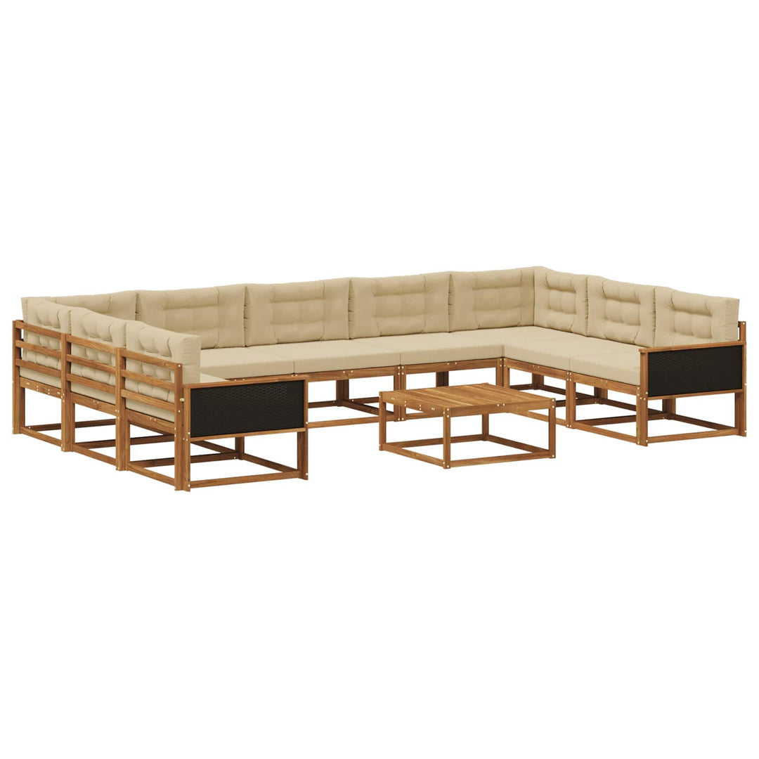 Udendørs sofagruppe med pude 10 pcs Naturlig og Beige