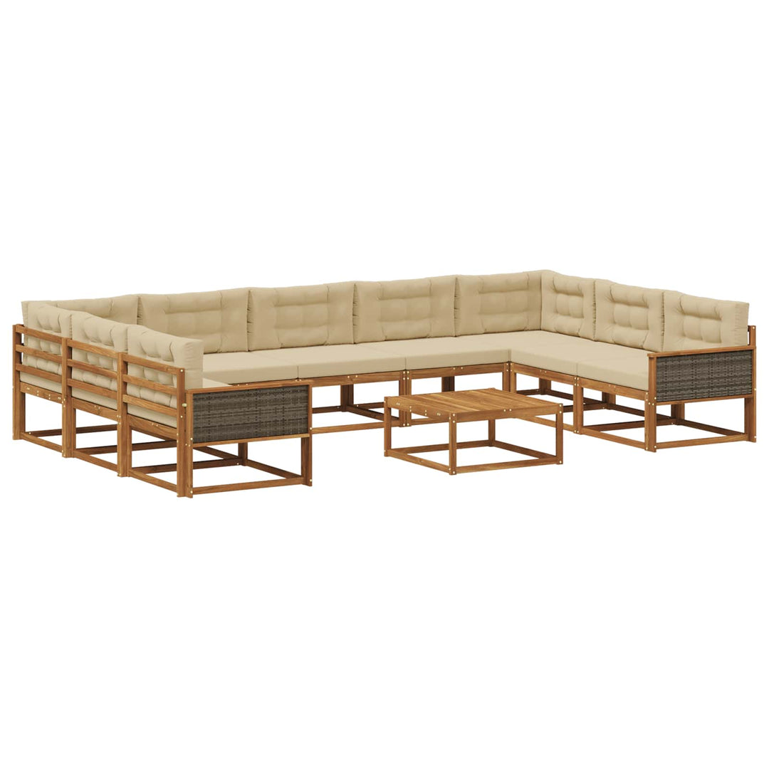 Udendørs sofagruppe med pude 10 pcs Naturlig og Beige