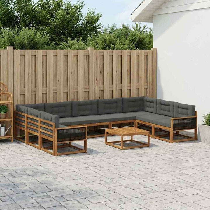 Udendørs sofagruppe med pude 10 pcs Naturlig og Antracit