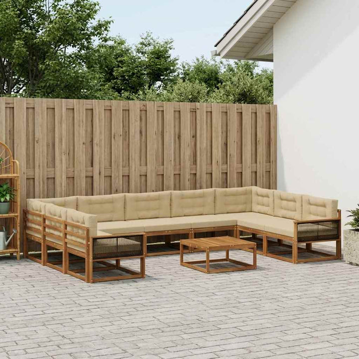Udendørs sofagruppe med pude 10 pcs Naturlig og Beige