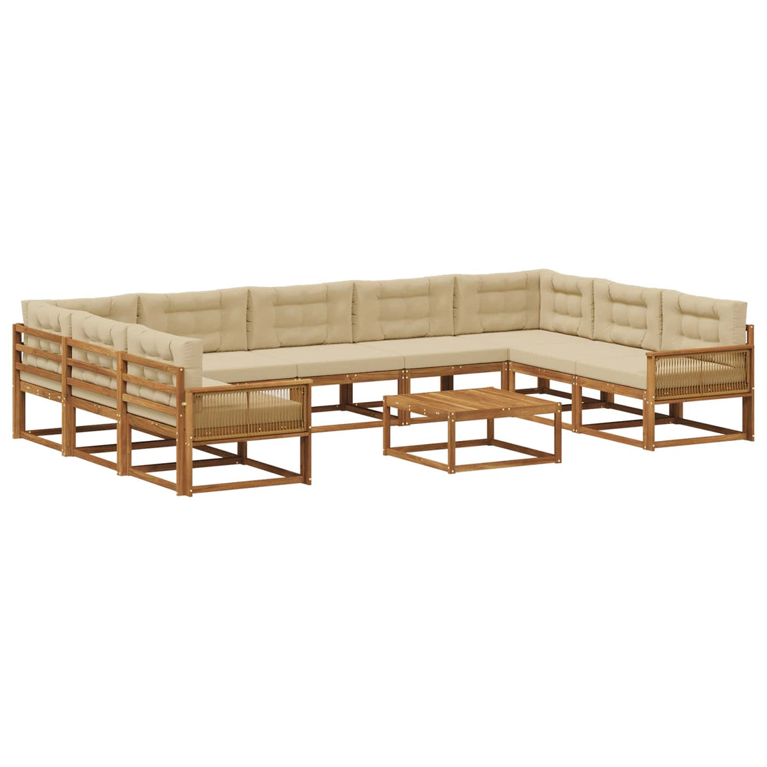 Udendørs sofagruppe med pude 10 pcs Naturlig og Beige
