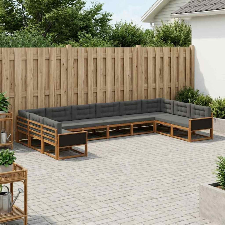 Udendørs sofagruppe med pude 10 pcs Naturlig og Antracit