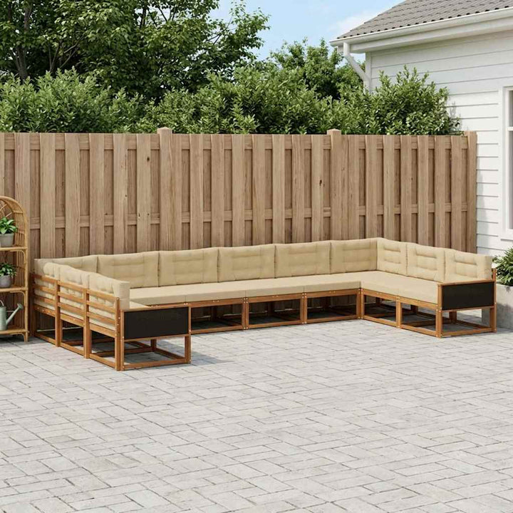 Udendørs sofagruppe med pude 10 pcs Naturlig og Beige