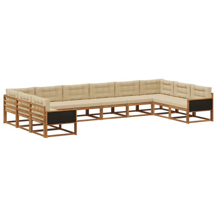 Udendørs sofagruppe med pude 10 pcs Naturlig og Beige