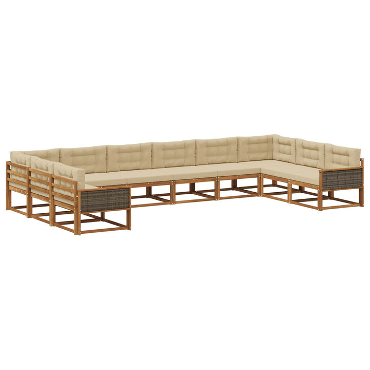 Udendørs sofagruppe med pude 10 pcs Naturlig og Beige