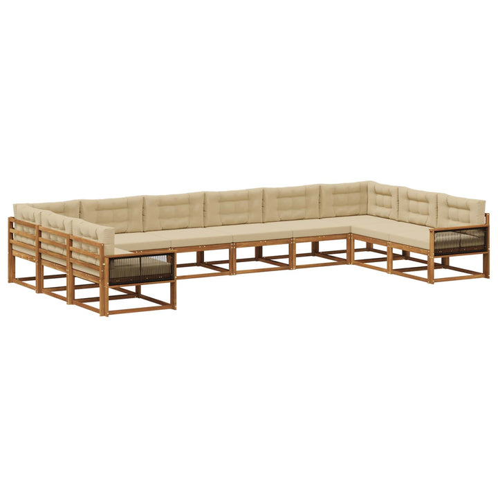 Udendørs sofagruppe med pude 10 pcs Naturlig og Beige