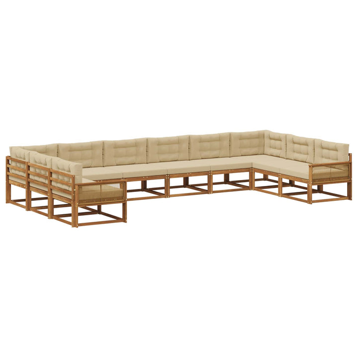 Udendørs sofagruppe med pude 10 pcs Naturlig og Beige
