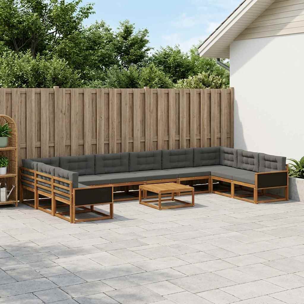 Udendørs sofagruppe med pude 11 pcs Naturlig og Antracit