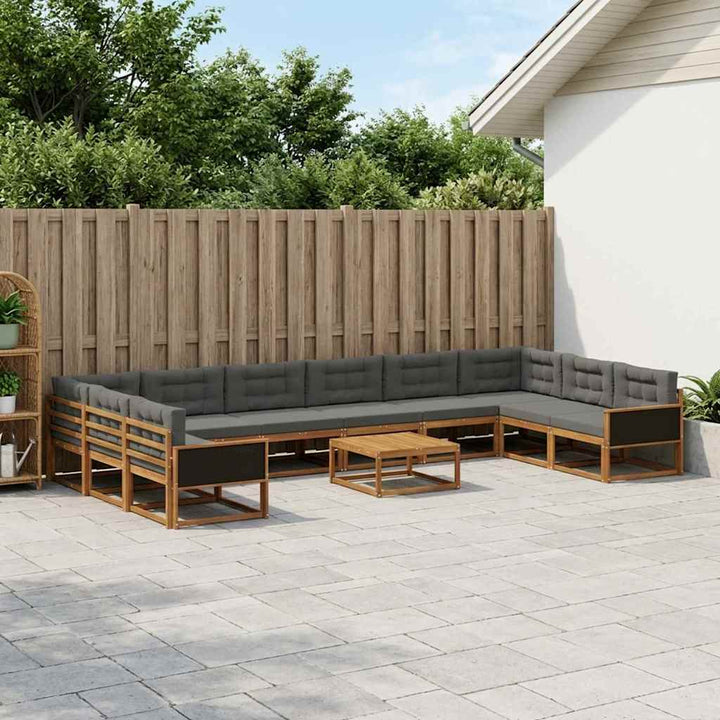 Udendørs sofagruppe med pude 11 pcs Naturlig og Antracit