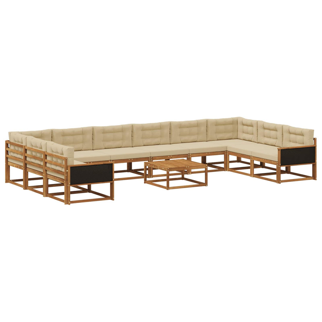 Udendørs sofagruppe med pude 11 pcs Naturlig og Beige