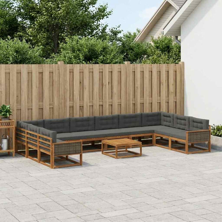 Udendørs sofagruppe med pude 11 pcs Naturlig og Antracit