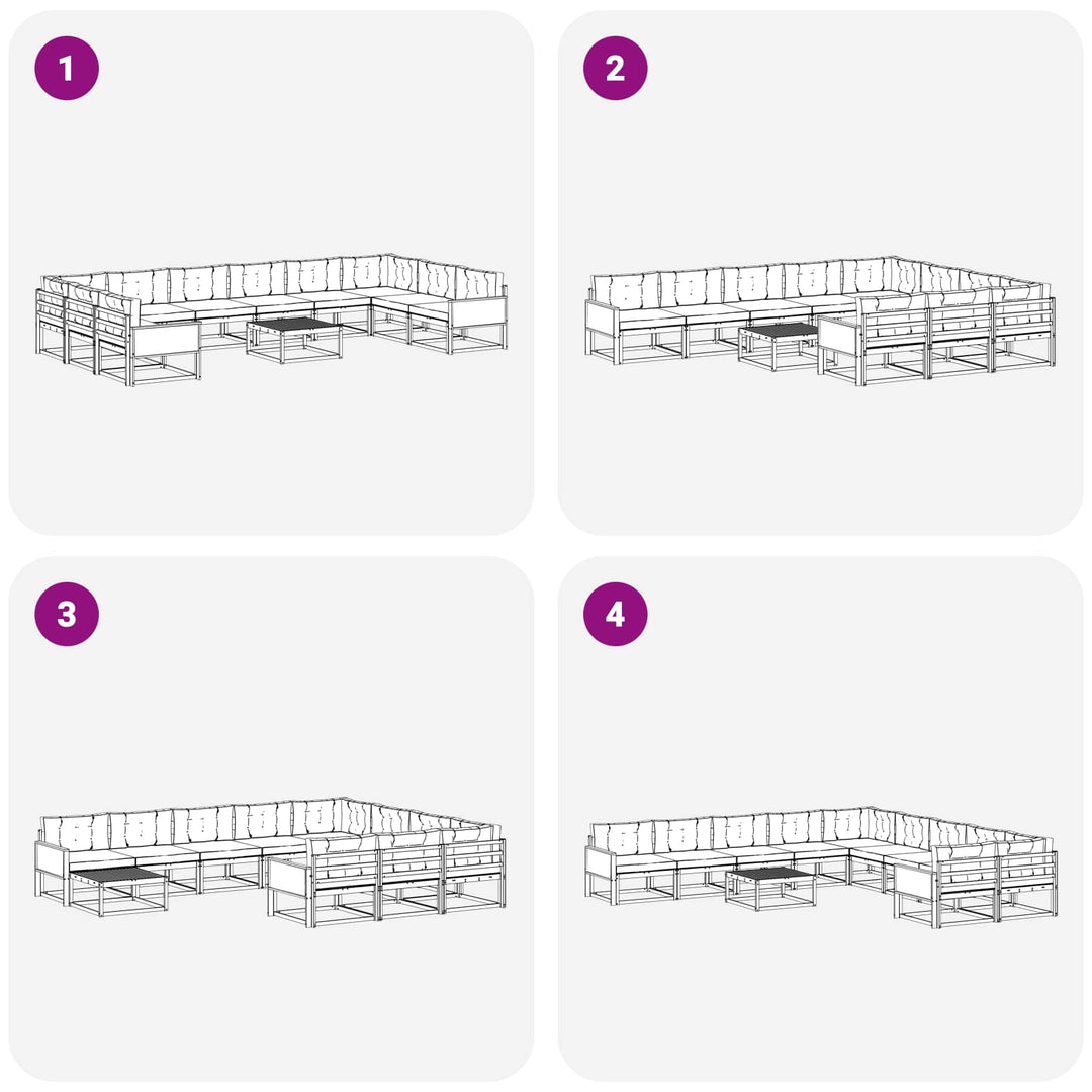 Udendørs sofagruppe med pude 11 pcs Naturlig og Beige