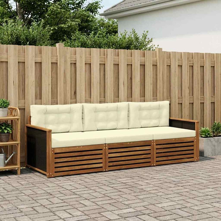 Udendørs sofagruppe 3 pcs Naturlig og Fløde Polyester