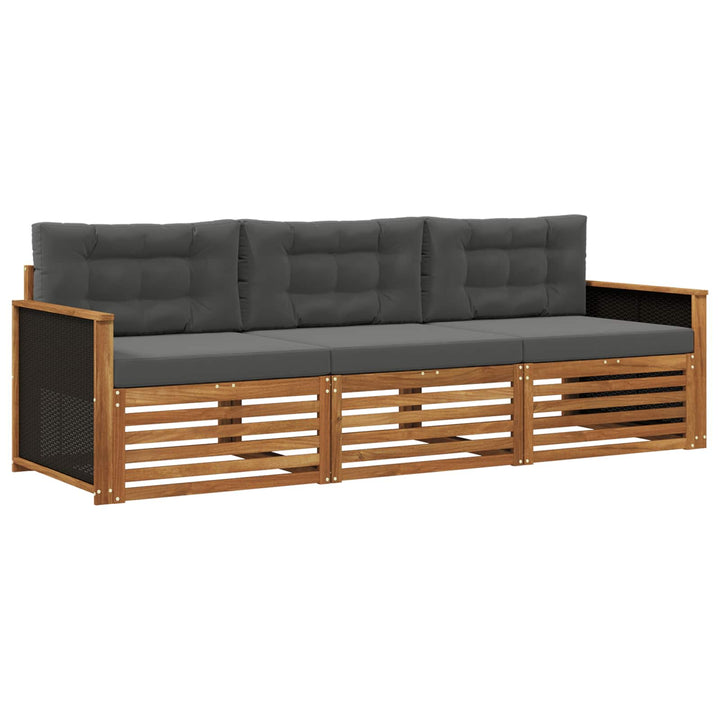 Udendørs sofagruppe 3 pcs Naturlig og Antracit Polyester